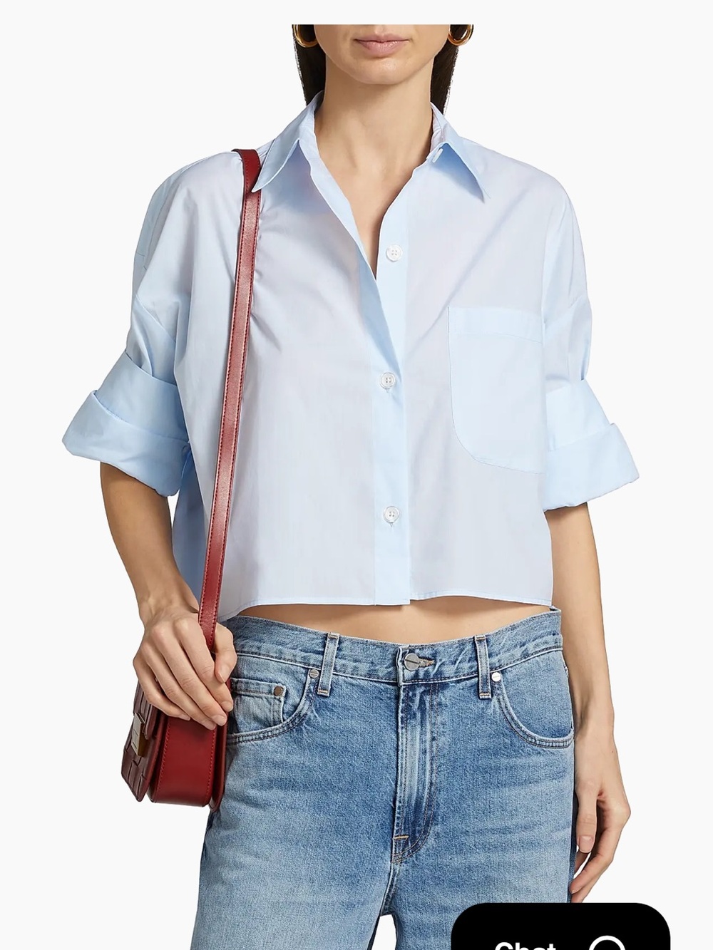 TWP Next Ex Shirt Baby Blue Poplin Cotton M/L NWT